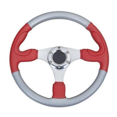 hello car steering wheel gray red pu hole-digging breathable q25 slip-resistant universal supplies car accessories [new-7331]