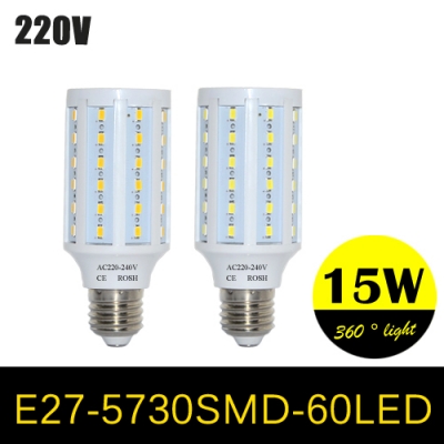 high power 15w e27 wall led lamps 5730 smd corn led bulb chandelier 60 leds ceiling light ac 220v 240v pendant lights 4pcs/lots