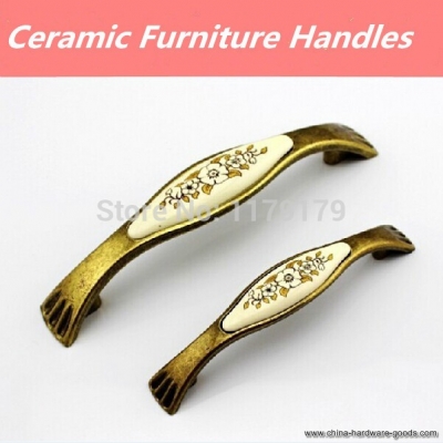 hole sapce 96mm antique zinc alloy with ceramic drawer cabinet wardrobe furniture handles pulls knobs 8074b