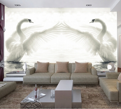 large 3d wallpaper po murals for living room tv background scenery wallpaper swan love wedding decorations [3d-large-murals-wallpaper-741]