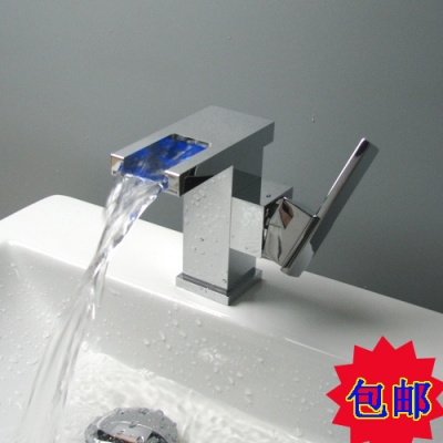 mixer water tap torneira led banheiro copper sink chrome led color changing temperature sensor bathroom faucet gfiro chuveiro [deck-mounted-basin-faucets-3001]