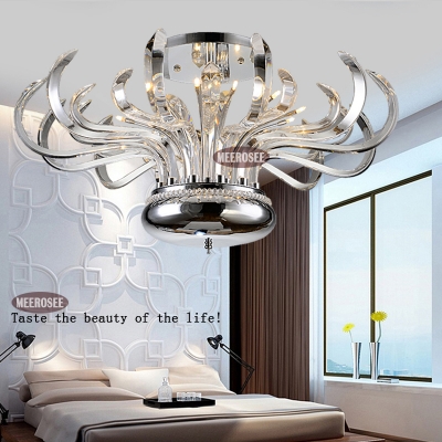 modern floral crystal chandelier lights crystal lusters lamp g4 crystal lighting flush mounted for ceiling [crystal-ceiling-light-2642]