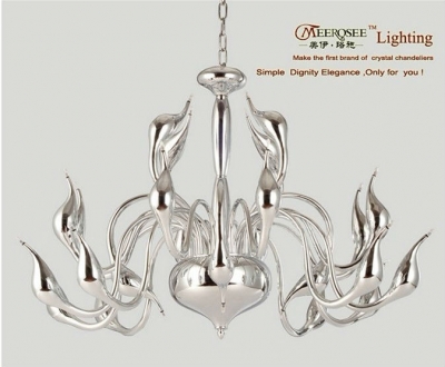 modern swan light iron silver chandelier lamp swan lighting chrome color 18 arms