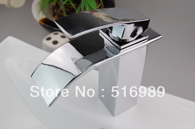 new bathroom deck mount single hole chrome tap faucet waterfall tree35 [waterfall-spout-faucet-9504]