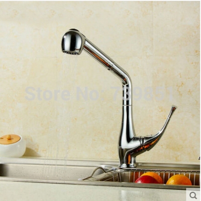 new listing chrome copper sink pull out kitchen faucet for basin cold water mixer tap come with 2pcs of hose deck mounted [deck-mounted-kitchen-faucets-3105]