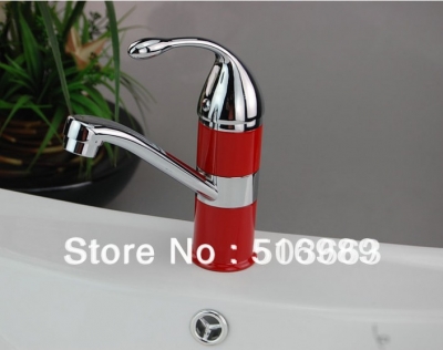 paintng red chrome brand new single lever spray paint deck mounted single hole bathroom faucet brass mixer tap nb-1323