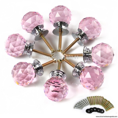pink 30mm diamond shape crystal furniture handles cabinet knobs drawer pull handle diy include screw [Door knobs|pulls-519]
