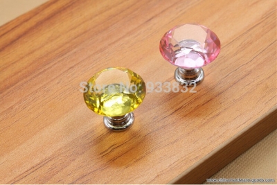 pink yellow crystal cabinet knobs crystal drawer knobs fashion furniture knobs [Door knobs|pulls-467]