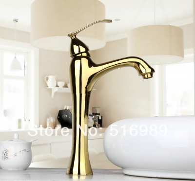 single handle deck mounted faucet golden bathroom basin sink mixer tap 8649-1