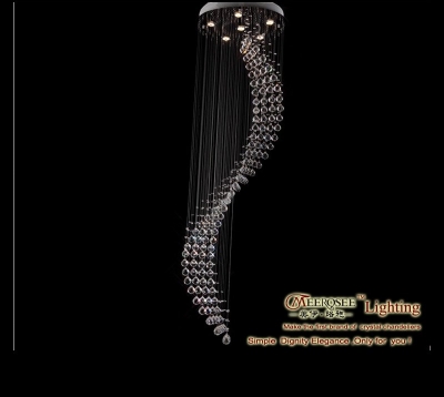 spiral crystal ceiling light md2017 for stairs with gu10 bulbs d600mm h2000mm [long-stair-light-6618]