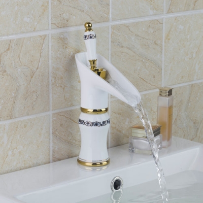 waterfall bathroom ceramic handle/body golden 97092 single handle deck mount vessel vanity sink basin torneira tap mixer faucet
