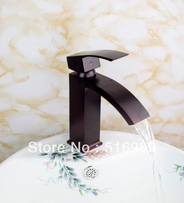 waterfall spout black oil rubbed bronze deck mount single handle faucet bathroom tap sink mixer su8