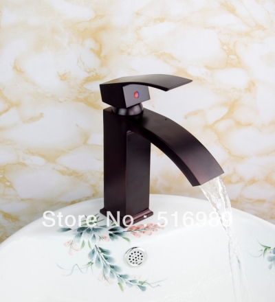 waterfall spout black oil rubbed bronze deck mount single handle faucet bathroom tap sink mixer su8 [oil-rubbed-bronze-7544]