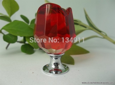 10pcs 23mm red glass crystal rose flower drawer furniture colorful pull cabinets whole [Door knobs|pulls-2685]