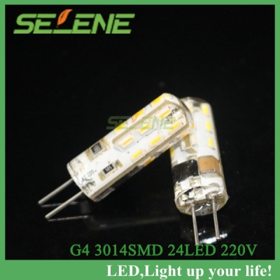 1pcs/lot led bulb lamp smd3014 g4 5w/ac 3w/dc 24led corn light 12v 220v 360 degree replace halogen lamp [g4-lamp-3475]