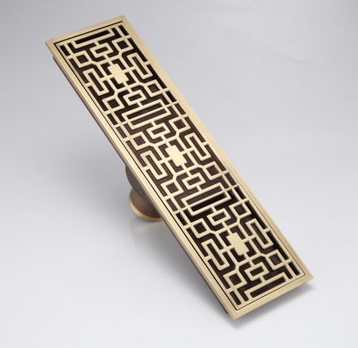28cm x 8cm euro style antique brass art carved brass floor drain cover shower waste drainer dr044 [all-in-one-987]