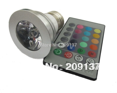 4w e27 gu10 85v - 265v remote control 16 color spot rgb led bulb lamp