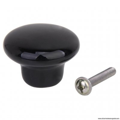 5 x round ceramic cabinet/drawer/bin pull knobs handles---black