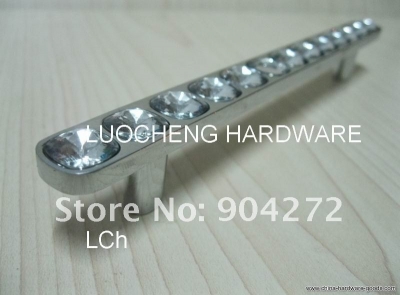 50pcs/ lot newly-designed 175 mm clear crystal handle with aluminium alloy chrome metal part [Door knobs|pulls-1583]