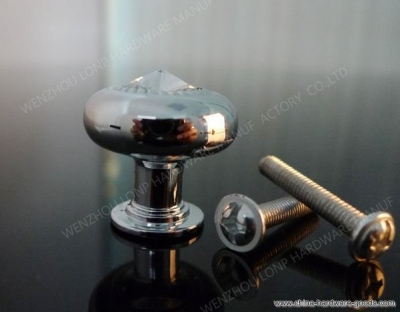 5pcs/lot clear k9 crystal handle with zinc alloy chrome metal part(diameter.:24mm,height:24mm)