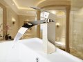 9803 construction & real estate single handle deck mounted golden polished bathroom basin mixer sink tap waterfall faucets