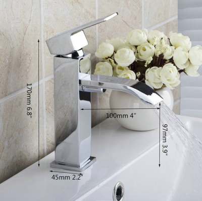 bathroom chrome deck mount single handle wash basin sink vessel single handle chrome faucet kitchen/bathroom mixer tap ln061713 [waterfall-spout-faucet-9457]