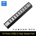 black 10 ports usb hub 480mbps high speed usb 2.0 hub for computer peripherals for pc laptop notebook