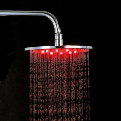 ceilling no battery led light 8" round saving water 8103/10 rainfall chrome shower head bathtub bathroom cabeca chuveiro faucets [led-shower-head-5970]