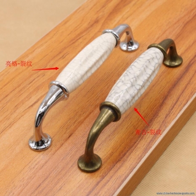 classic door handles white and crack ceramic kitchen cabinet knobs and handles drawer pulls furniture handware 128mm [Door knobs|pulls-2464]