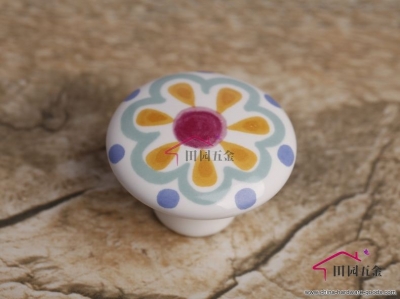 colorful lovely cute sun floral handle cabinet cupboard drawer ceramic knob pulls mbs026-4 [Door knobs|pulls-1769]