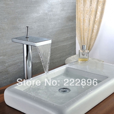 copper sink high single lever waterfall bathroom square faucet vessel mixer water tap torneira banheiro grifos lavabo dragon