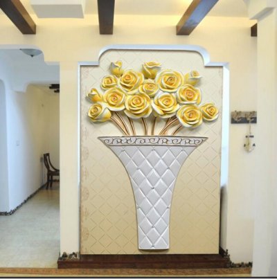 custom any size 3d wall mural wallpapers living room sofa entrance high-definition relief simple golden rose wall paper [3d-large-murals-wallpaper-718]
