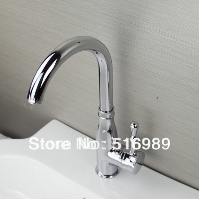 deck mount chrome kitchen swivel spout single handle wash basin sink faucet spray mixer tap kkk15