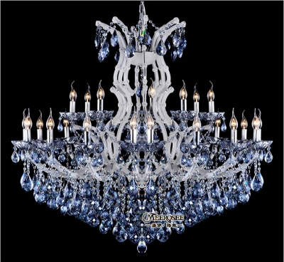 european style crystal candle lamp 24-light colored glass massive chandelier el hallway decorative lighting fixture vintage