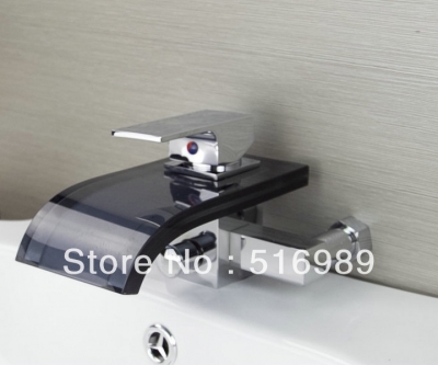 glass bathroom wall mount waterfall brass faucet basin sink mixer tap hejia32 [wall-mounted-9002]