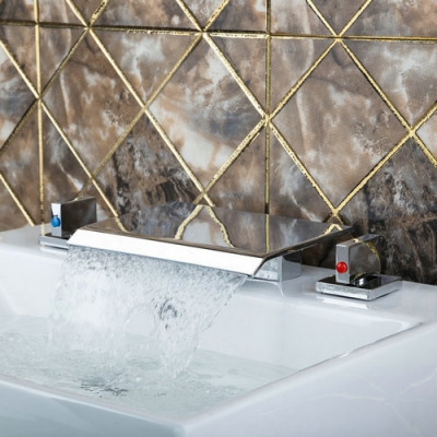 hello bathtub torneira waterfall 3 pieces 2 lever chrome 62a new brass chrome wall mount bathroom bathtub sink faucet mixer tap [3-pcs-bathtub-faucet-set-598]