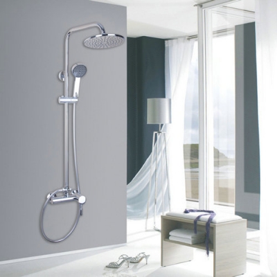 hello rain /hand shower chrome brass shower set 8" wall mounted shower set torneira 53203/2 bathtub chrome sink tap mixer faucet [shower-faucet-set-8427]