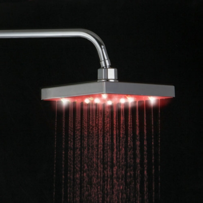 hello shower heads chuveiro wall mounted led light 8" saving water d17/3 rainfall chrome bathtub bathroom bath faucets [led-shower-head-5982]