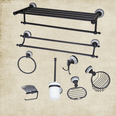 hello towel rack,towel ring,paper holder,toilet brush holder,frosted glass cup,oil rubbed bronze b5145 bathroom accessories [bathroom-shelves-2052]