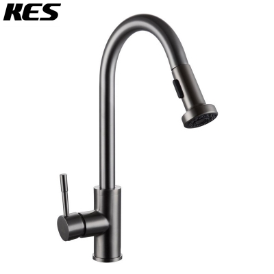 kes l6950a/b/c single lever high arc pull down kitchen faucet with swivel spout lead , brushed stainless steel [kitchen-faucet-4132]