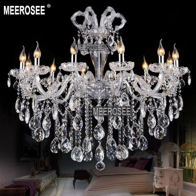 luxurious large clear white crystal chandelier light lustres pendentes chrystal light fitting with 12 light holders d960 h850mm