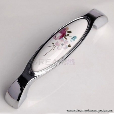 modern european rural style ceramic bright chrome tulip funiture handle oblate cabinet pull and closet knob
