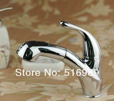 new bathroom brass kitchen faucet basin sink pull out chrome cold wash tap abre004