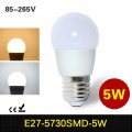newest e27 5w energy saving led lamp ac 110v - 220v 5730 smd led bulb chandelier light for home lighting 6pcs/lot