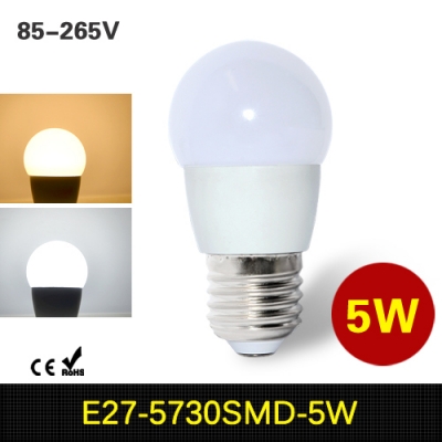 newest e27 5w energy saving led lamp ac 110v - 220v 5730 smd led bulb chandelier light for home lighting 6pcs/lot [hight-quality-ball-bulb-3953]