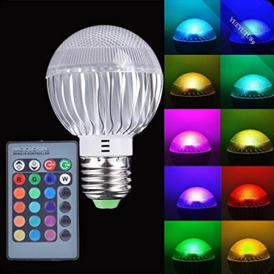 rgb led bulb e27 9w 15w 85-265v 5pcs/lot led bulb lamps with remote control multiple colour led lighting [led-bulb-4654]