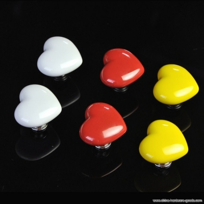 silver base yellow red white ceramic loving hearts cabinet wardrobe cupboard knob drawer pulls handles 10pcs/lot [Door knobs|pulls-223]