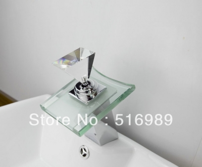 sliver /cold water bathroom sink waterfall spout faucet mixer tap single hole brass chrome finish leon14