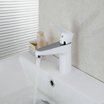 solid brass bathroom sinks faucet single handle white painting new design mixer basintap bathroom sink faucet 97062 [bathroom-mixer-faucet-1969]