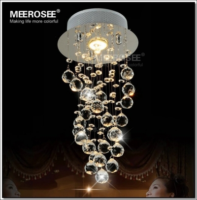 spiral crystal chandelier light fixture with gu10 bulb flush mounted crystal lustre stairs porch aisle hallway light [small-light-8577]